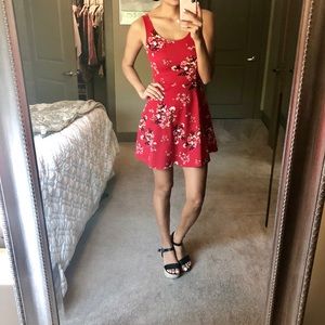 Fit and Flare Red Floral Dress